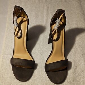 J. Adams Grey Suede Strappy Block Heel Ankle Strap Open Toe Buckle Size‎ 11